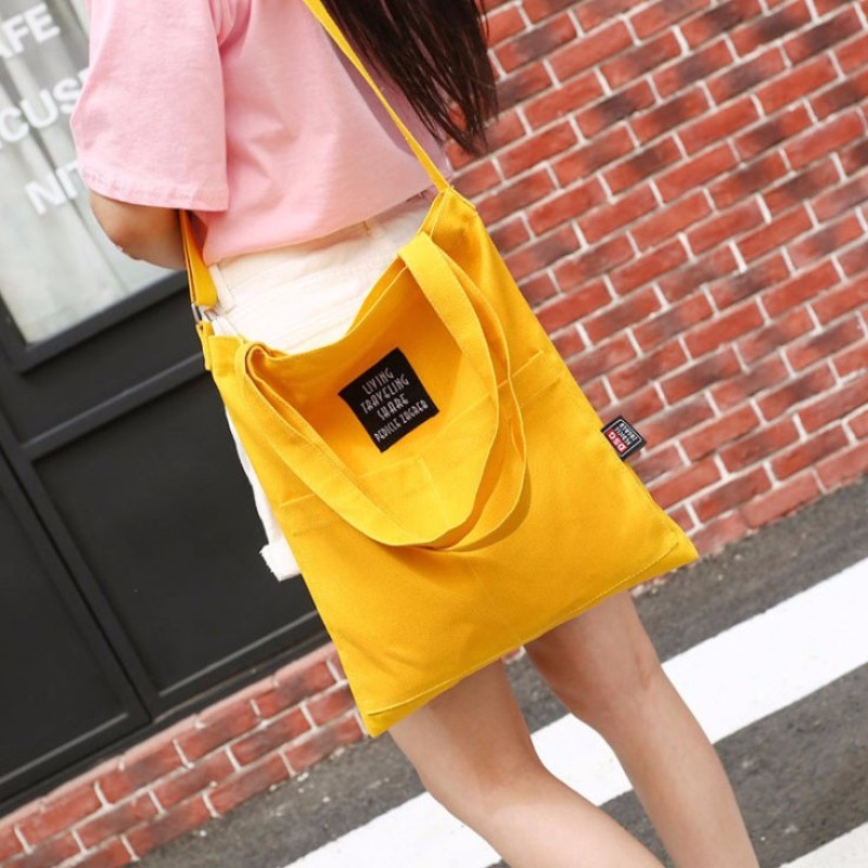 Custom Print Logo ECO Friendly Canvas Shoulder Tote Bag Women Reusable Shopping Bags