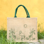Wholesale Natural Reusable Grocery Linen Burlap Shopping Tote Bag With Ribbon