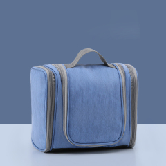 Custom Logo High Quality Leather Makeup Hanging Toiletry Plain Cosmetic Bag For Men