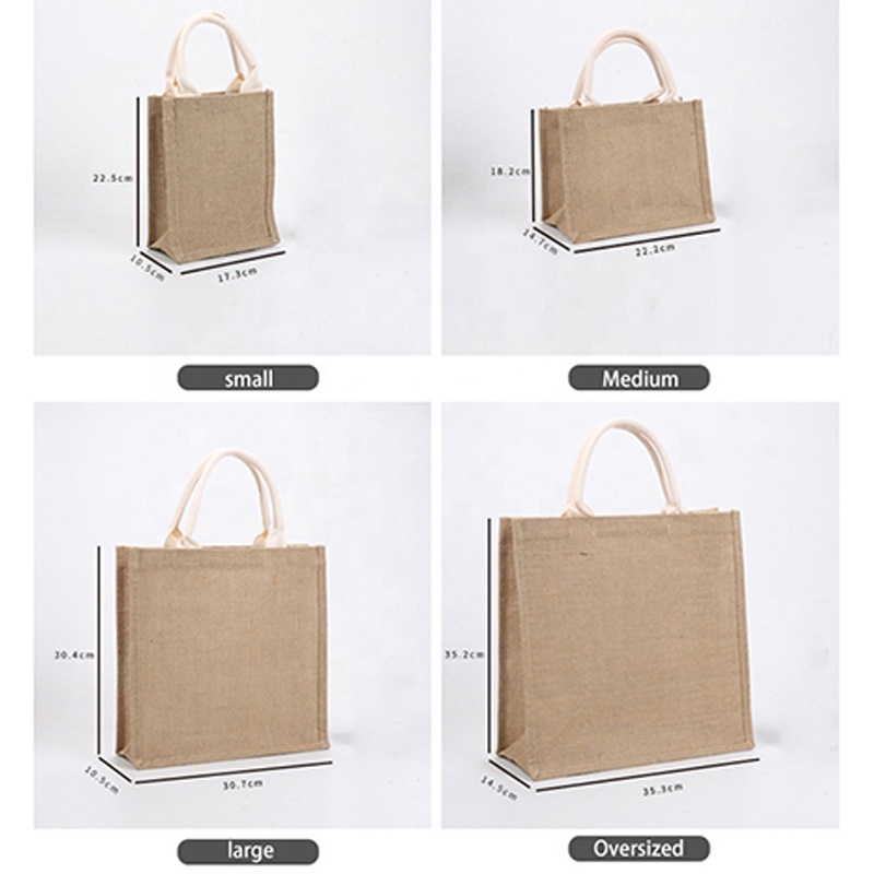 شعار مخصص مطبوع Eco Recycle Natural Waterproof بنجلاديش Gunny Jute Tote Bags