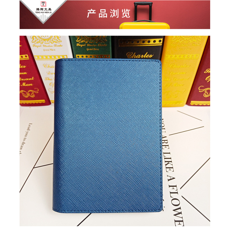Couverture de porte-passeport de voyage en cuir avec logo personnalisé de haute qualité avec boucle pour stylo