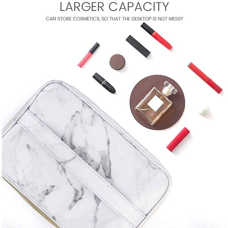 3Pcs Portable Travel Women Makeup Cosmetic Bag Waterproof Organizer Marble Toiletry Bags With Gold Zipper