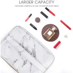 3Pcs Portable Travel Women Makeup Cosmetic Bag Waterproof Organizer Marble Toiletry Bags With Gold Zipper