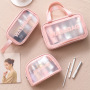 Hot Customizable Waterproof Travel Pink Makeup Clear Pvc Cosmetic Bag With Handle