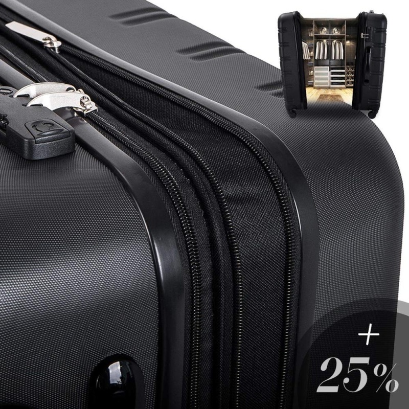 3 Piece Set Spinner ABS Luggage Expandable Travel Suitcase 20 24 28 inch