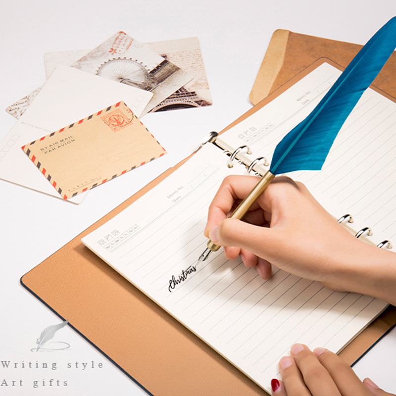 Custom Logo Popular Calligraphy Quill Feather Pens And Ink Set With Box