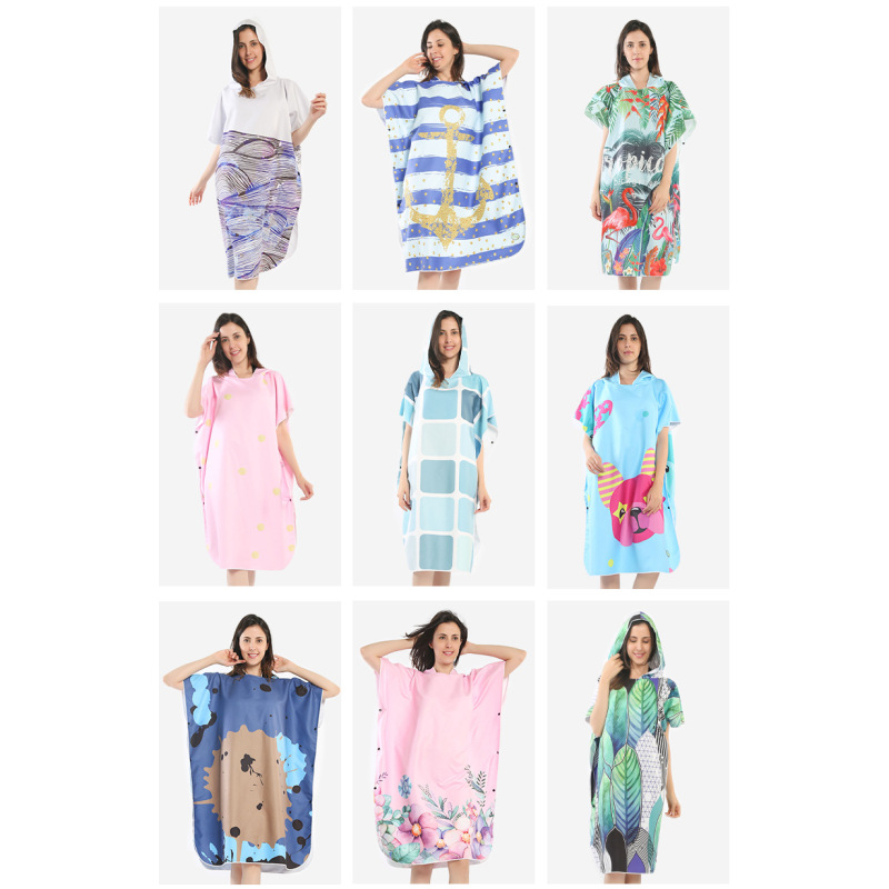 microfiber suede adult summer poncho beach towels with logo custom print