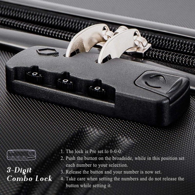 3 Piece Set Spinner ABS Luggage Expandable Travel Suitcase 20 24 28 inch