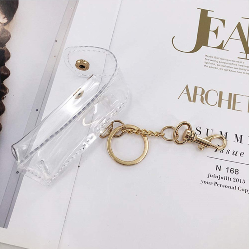 Fashion Travel Small Mini Clear Pvc Women Lipstick Pouch Cosmetic Makeup Bag With Key Chain