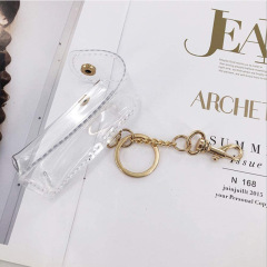 Fashion Travel Small Mini Clear Pvc Women Lipstick Pouch Cosmetic Makeup Bag With Key Chain