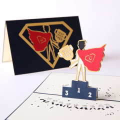 Hot Sale 3D Handmade Super Man DIY Paper Folding Greeting Cards  Paper Gift Cards With Envelope For Father's day Gift