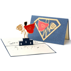 Hot Sale 3D Handmade Super Man DIY Paper Folding Greeting Cards  Paper Gift Cards With Envelope For Father's day Gift