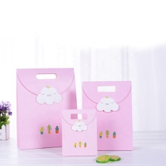 Sacola De Presente Custom Bow Tie Birthday Small Gift Bag Portable Paper Shopping Bag With Ribbon For Wedding