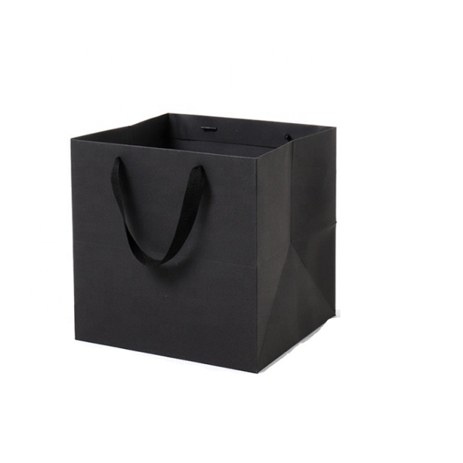 20*20*20cm Gift Square Black Blank Paper Packing Bags