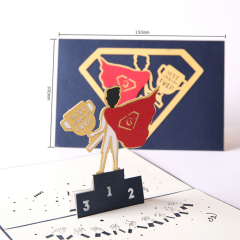 Hot Sale 3D Handmade Super Man DIY Paper Folding Greeting Cards  Paper Gift Cards With Envelope For Father's day Gift