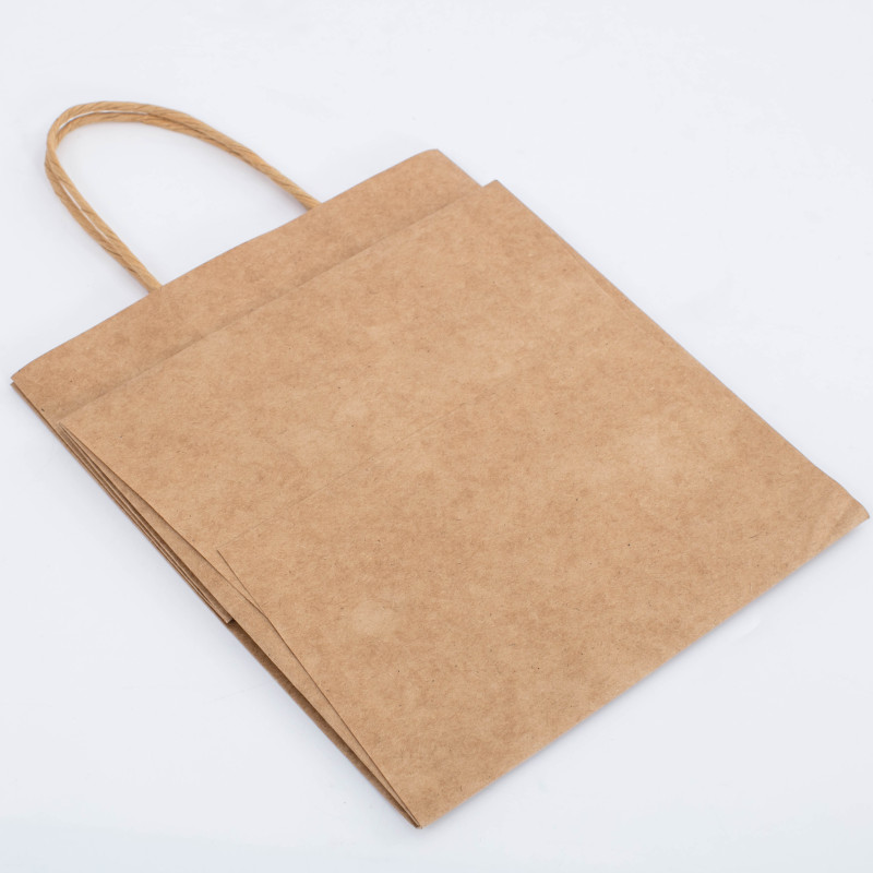 Wholesale recyclable custom printed logo brown kraft paper bag shopping bag packaging bags