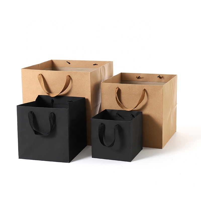 Fancy brown square eco friendly gift paper bag