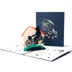 3D Handmade Riding A Bike DIY Paper Greeting Cards Happy Father's Day Paper Gift Cards With Envelope