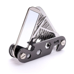 Foldable Pocket Multifunction Tool Kit W/ Spanner Opener Comb Fork Mirror