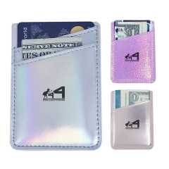 Cosmetic Holographic Phone Adhesive Double Leather Sticker Card Holder