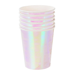 8 In 1 Set Laser Iridescent Paper Rainbow Film Disposable Plated Cup