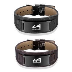 Leather Stainless Black Adjustable Bracelet