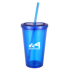 Colorful plastic straw luminous cup（16oz）