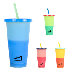 24oz Pp Color Change Straws Cup