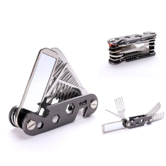 Foldable Pocket Multifunction Tool Kit W/ Spanner Opener Comb Fork Mirror
