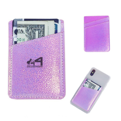 Cosmetic Holographic Phone Adhesive Double Leather Sticker Card Holder