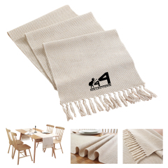 Tassel Cotton Linen Minimalist Tablecloth Table Runner