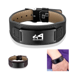 Leather Stainless Black Adjustable Bracelet