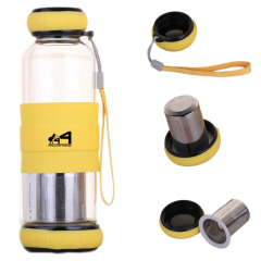 18oz High Borosilicate Glass Tea Bottle W/ Tea Infuser