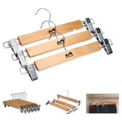 Wooden Hangers Garment Store Solid Hanger W/ Clips