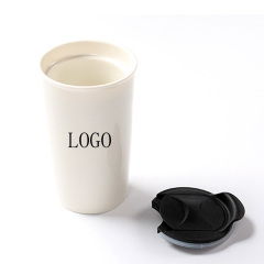 Double ceramic cup with lid(12oz)