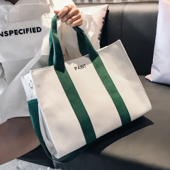 Zipper Closure Canvas Tote Bag