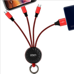 12CM  3 in 1 Charging Cable With Keychain