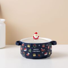 Ceramic Ramen Cooker Soup Bowl with Lid and Handles