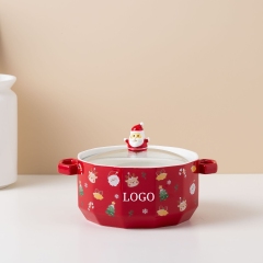 Ceramic Ramen Cooker Soup Bowl with Lid and Handles