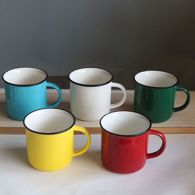 13.5Oz Ceramic Enamel Camping Coffee Mugs