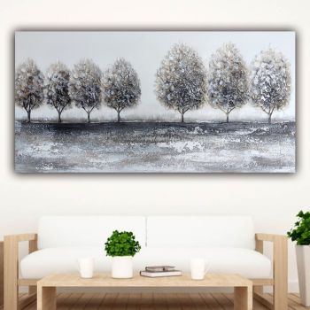 Abstract heavy oil grey trees handmade art painting, kids and adults home decor wall decor painting