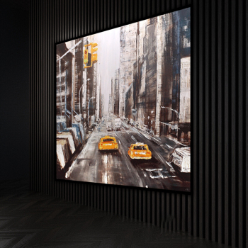 100% fait à la main Texture peinture à l'huile Streetscape voitures sur la route Art abstrait mur photos