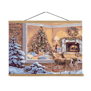 Christmas deer Oil painting by digital canvas painting for living room wall artist residence decoration