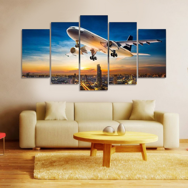 Custom design modern city airplane mural interior decoration modern canvas printing