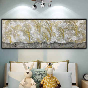 100% fait à la main Texture peinture à l'huile abstraite oreilles dorées de blé Art mur photos pour salon maison bureau décoration