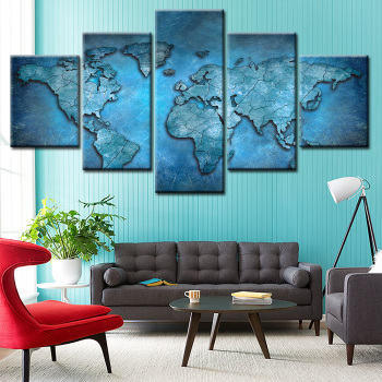 Custom design home wall decoration blue earth plate theme oil painting canvas printing custom painting