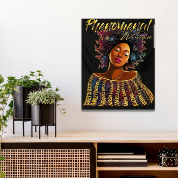 Africa hot sale wall decorative portrait Fashionable black woman beautiful hair frameless canvas oil painting wall painting