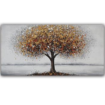 handmade oil  painting Thick texture Autumn trees for home decorate