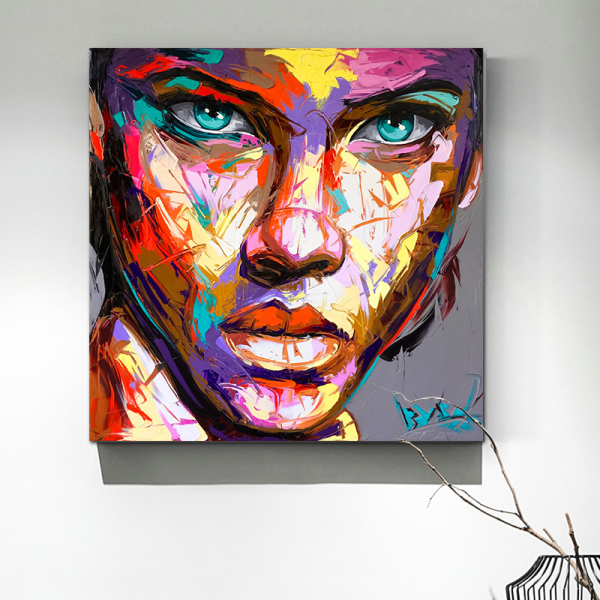Modern custom canvas painting, abstract colorful face art painting, thick texture no framed printed canvas painting