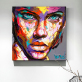 Modern custom canvas painting, abstract colorful face art painting, thick texture no framed printed canvas painting